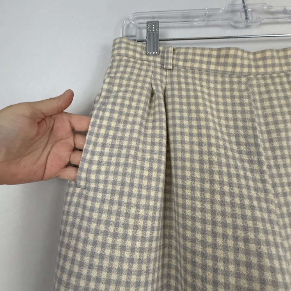 Christian Dior Trousers Womens 12 Gray Gingham Wool Pleated High Rise Vintage - Picture 3 of 14